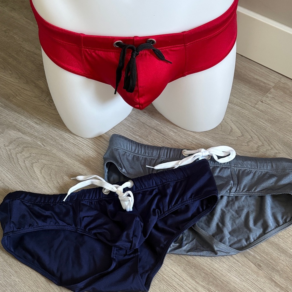 Red Swim Trunks for Men - Picture 3 of 15